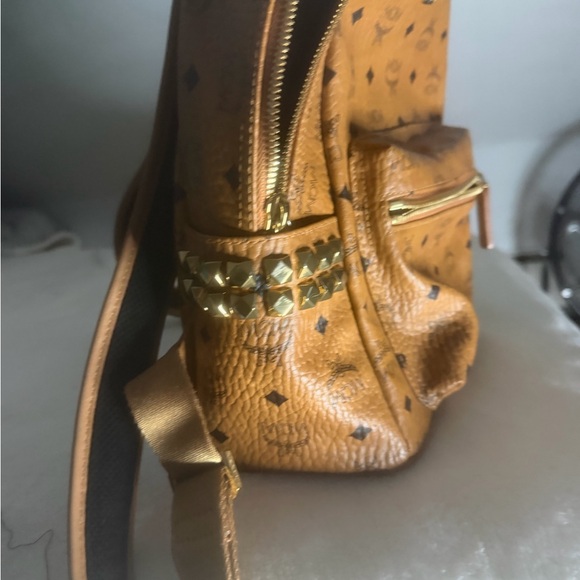 MCM Tan Backpack with Gold Details main image 2